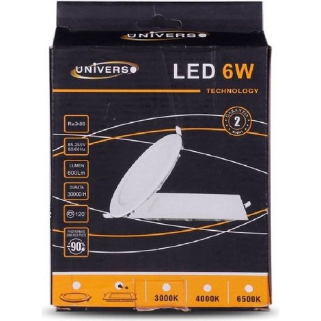TrAdE Shop Traesio - Pannello Led Slim 6w Incasso Quadrato In Pvc Luce Caldo Freddo Naturale P105aq - -Bianco Freddo - (1/2)