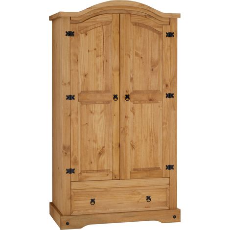 Idimex – Armoire en pin style mexicain avec 2 portes et 1 tiroir – Dimensions tiroir 81x18x40 cm – Dimensions armoire 85x139x51 cm – Bois massif ciré