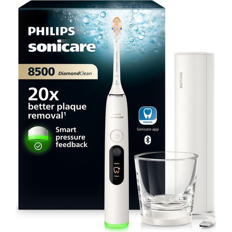 Cepillo de dientes eléctrico ultrasónico Philips Sonicare DiamondClean 8500 HX8513/11 blanco, 3 velocidades, 6 modos