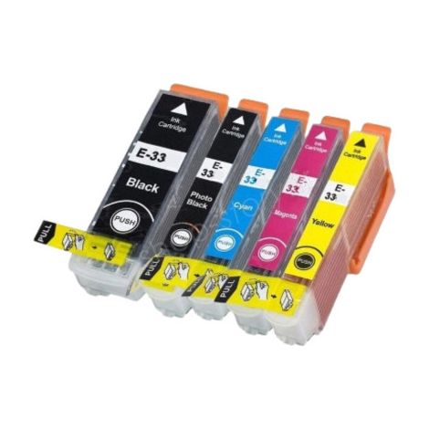 Pack de Cartouches Encre Compatibles Epson T3357 33XL Couleur Noir Cyan Magenta Jaune
