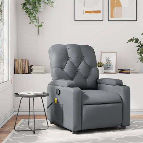 Massagesessel Relaxsessel Grau Kunstleder