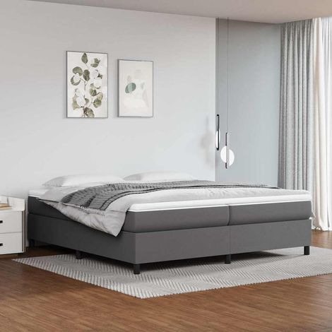 Cama box spring con colchón cuero sintético gris 200x200 cm (1/5)