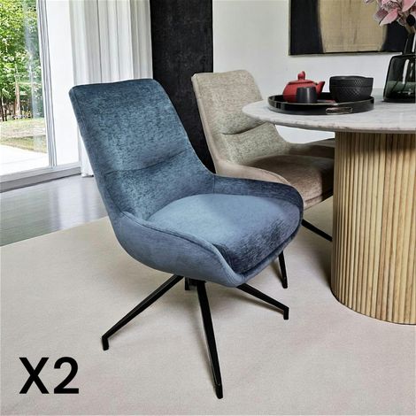 Chaise pivotante retro en velours bleu (lot de 2) PALERME (1/5)