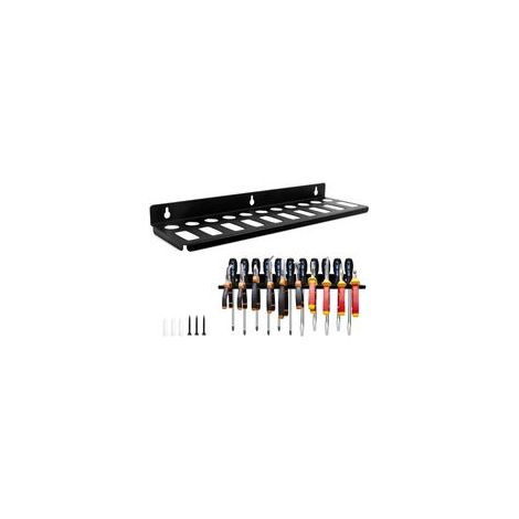 Porte-outils mural, compatible avec différents modèles de tournevis et de pinces, en métal noir. (1/5)