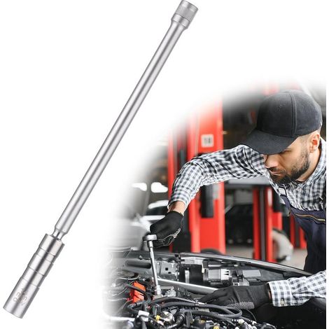 Douille Bougie 14mm, Cle a Bougie D'allumage Magnétique Clé à Bougie Pivotant à 360 ° 3/8 ", Outil de Retrait de Paroi Mince Oscillant à 12 Points Compatible avec BMW (Longue) (1/5)