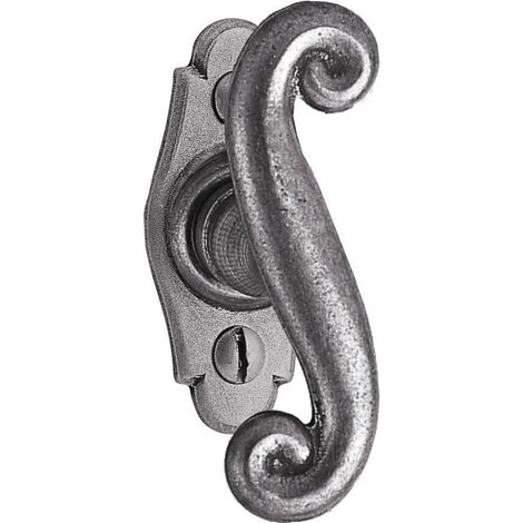 Bouton de crémone aquitaine - Décor : Cémenté patiné - Entraxe de fixation : 43 mm - Hauteur : 80 mm - Largeur : 35 mm - Matériau : Fer - BOUVET