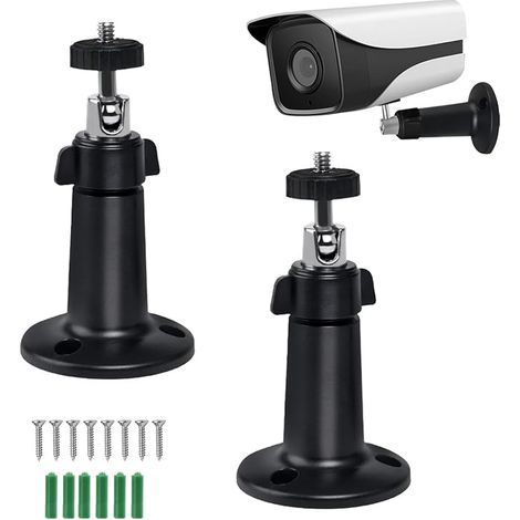 Outdoor Wall Mount Camera, 360° Adjustable Wall Mount for Indoor and Outdoor Surveillance Camera Ceiling for Monitoring Installation with Screws, 2 Pieces, Black (1/5)