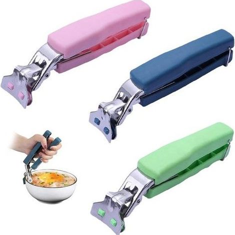 Ensemble de 3 pinces de récupération, pinces à clip en silicone anti-chaleur, pinces de cuisine en acier inoxydable (1/5)