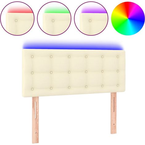 Tête de lit,Panneau décoratif à LED Crème 100x5x78/88 cm Similicuir CFW5105320 (1/5)