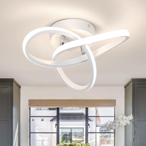 Plafonnier LED moderne, design incurvé, plafonnier de couloir, adapté à l'éclairage intérieur des salons, chambres et cuisines, éclairage tricolore, blanc, diamètre 25 cm [Classe d'efficacité énergéti (1/5)