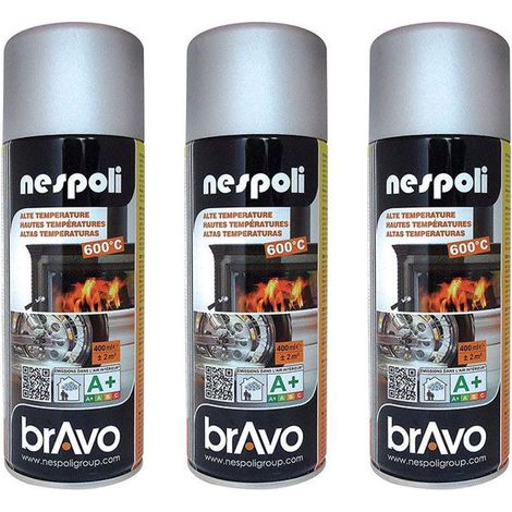 Lot de 3 bombes de peinture professionnelle Nespoli - haute température aluminium