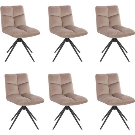 HOME DELUXE - Esszimmerstuhl NODA - 6er Set, Farbe: Samt Hellbraun - 360 Grad drehbar, weiche Polsterung, bis 120 kg belastbar I Küchenstuhl Speisestühle Esszimmerstühle  Stuhl Esszimmerstuhl Esszimme