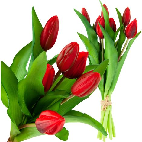 CV18674-11 MAZZO DI TULIPANI IN silicone ROSSO, REALIZZATO IN GOMMA.
