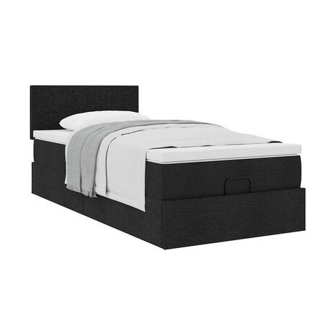 Cadre de lit coffre, matelas noir, 80 × 200 cm, tissu, espace de rangement généreux, tissu doux et respirant, pour chambre, décor moderne, facile à assembler (1/5)