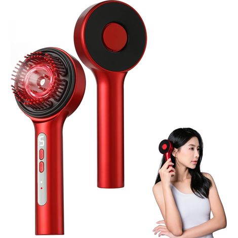 Masseur électrique 3 en 1 pour cuir chevelu, brosse de massage sans fil à lumière rouge, étanchéité IPX7, applicateur d'huile capillaire, peigne de massage pour soins capillaires (1/5)