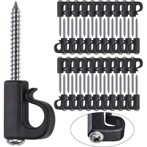 LAOA 40er-Pack Q-Haken für Weihnachtsbeleuchtung mit Kreuzschlitzschrauben für Garage, Silvesterparty und Außenbereich. Mit leicht abnehmbarem Kabel und Lichterketten. Sehr robust. (1/5)