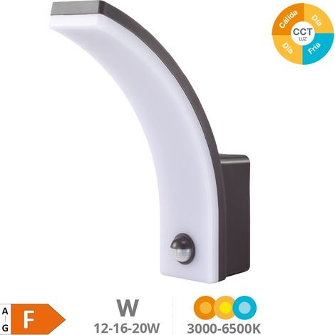 Aplique pared LED Otava con sensor movimiento 12-16-20W 2100lm 2700K a 6500K Gris antracita
