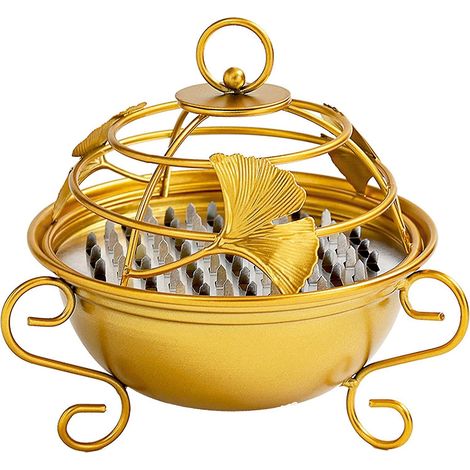 Support pour spirales anti-moustiques 2024, motif feuille de ginkgo, pour l'été, en fer, idéal pour les encens et autres répulsifs anti-moustiques. À utiliser à la maison. (1/5)