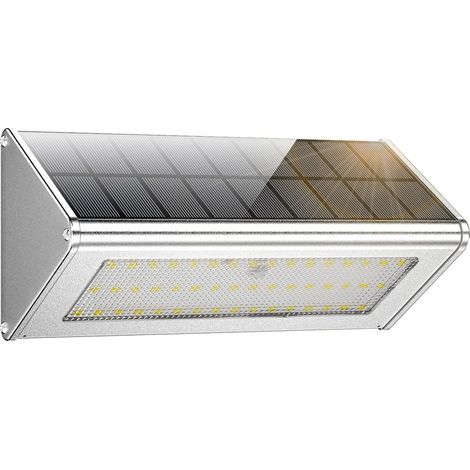 Lampe Extérieur Solaire 3000 lumens 48LED 3000mAh, avec Coque en Alliage d'aluminum, IP65 imperméable en Plein air, Radar-détection de Mouvement, Lumière Solaire s’appliquant au Jardin, Cour [Classe é (1/5)