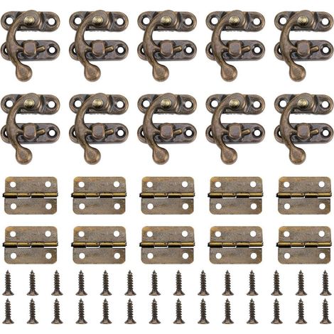 Antike Vorhängeschloss & Scharnier Set für Holzkisten, Zinklegierung, Bronze