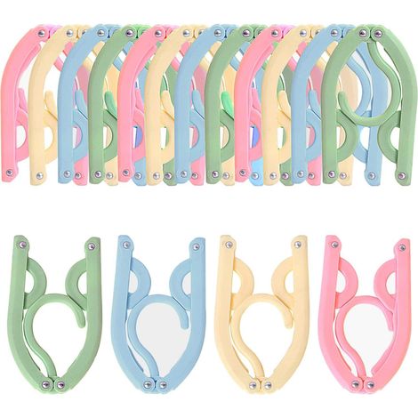 Lot de 16 cintres pliants en plastique pour voyage, camping, intérieur et extérieur, rangement gain de place, robustes et légers (1/5)
