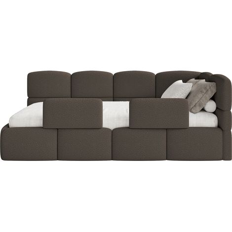Selsey Cloudy – Jugendbett 90x200 cm, rechtsseitig, mit Bouclé-Bezug und Rausfallschutz, Braun (1/5)