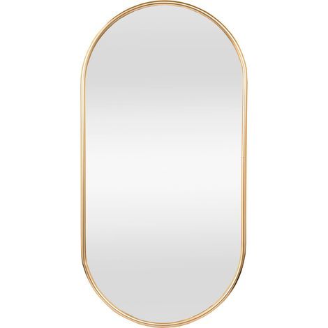 Miroir Mural, Cadre Ovale pour Chambre Salle de Bain Entrée Salon 40 x 60 cm(Doré) (1/2)