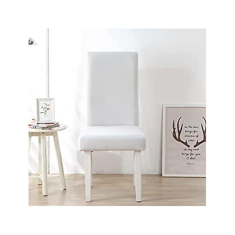 blanc Housse De Chaise, 1 Pieces Extensible Amovible Lavable Moderne Couverture De Chaise Pour Salle Manger Slipcover-dcoration Bouquet De Mariag (1/5)