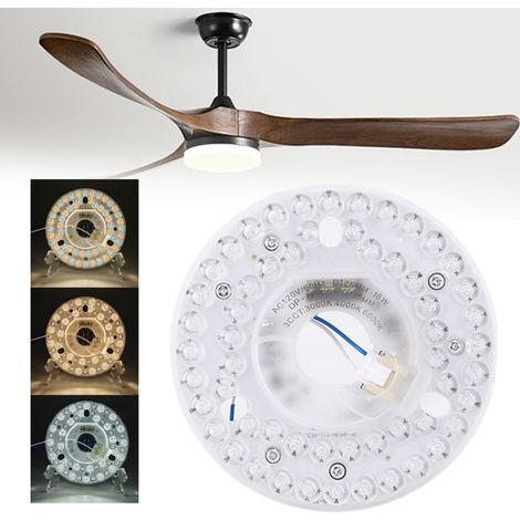 Kit de conversion pour éclairage LED de ventilateur de plafond de 12,5 cm (4,92 pouces), 18 W, 3 CCT, 3000 K, 4000 K, 6000 K, variateur, carte de circuit imprimé de remplacement, 120 V