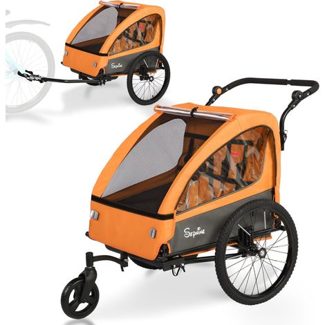 Sepnine BT920 Remorque Vélo Enfants – 2 Places, Pliable, Orange (1/5)