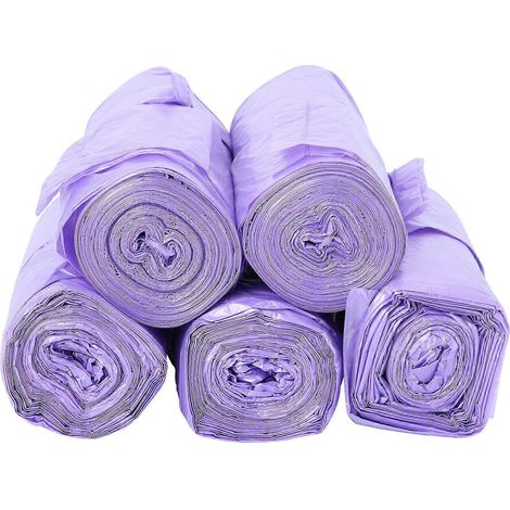 Lot de 5 sacs poubelle portables avec poignée pour la maison, le bureau et la cuisine (violet)-100 Pcs-Purple