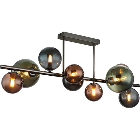 [NEUWERTIG] B-Ware Globo Deckenleuchte Riha 9 Flammig Grau Bronze Grün Petrol Glas Deckenlampe G9