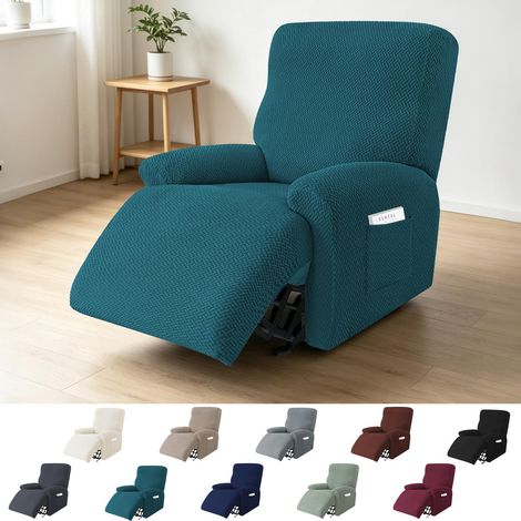 Housse Fauteuil Relax 1 Place, 4 Pièces Housses de Fauteuils Extensible, Housse pour Fauteuil Relax Électrique, Protège Fauteuil avec Protège-Accoudoirs et Poches (Vert Foncé) (1/5)