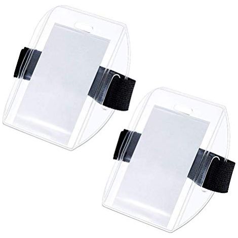 ID card holder, 2-piece arm badge holder, wristband, ID card holder with velcro fastener, clear name badge holder for workers, security personnel, doormen, warehouse factory