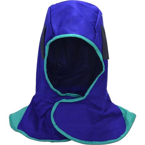 Cagoule de soudage en tissu ignifuge pour soudeurs - Casque de soudage de couleur bleue - Équipement de sécurité au travail - Protection de la tête (1/5)