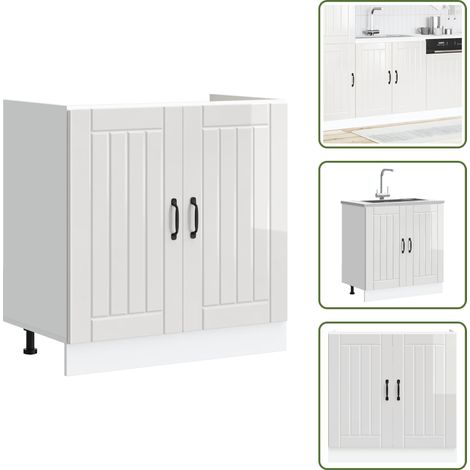 Meuble de base de lavabo Lucca blanc brillant bois ingénierie - Meuble Bas Du Lavabo - Meubles Bas Du Lavabo - Meuble Bas De Cuisine - Meuble Bas Du Lavabo Pour Cuisine (1/5)