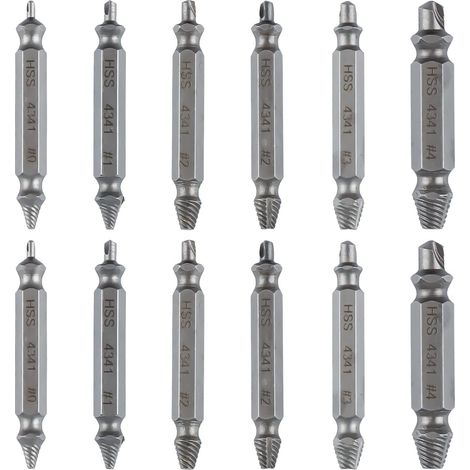 12 Pièces Extracteur de Vis Cassé,  Extracteur de Vis Dénudé, Kit Extracteur Vis, Tourne a Gauche Extracteur, Extracteur De Vis Cassé Et Extracteur De Vis En Acier Haute Vitesse H.S.S