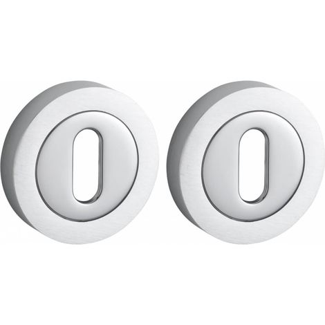 Coppia di rosette tonde Ø 50 mm con foro chiave, cromo satinato – THIRARD (1/2)