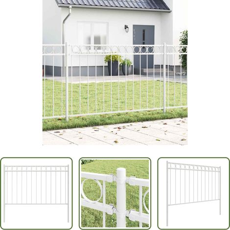 vidaXL Außenzaun - Zaunelement Weiß 170 x 150 cm Stahl (1/5)