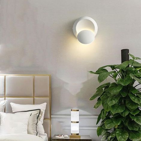 Applique murale circulaire rotative à 360 degrés, lumière LED adaptée aux luminaires décoratifs dans les salons, les escaliers et les couloirs-blanc (1/3)