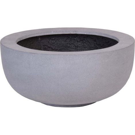 Lot de 2 Pots de Fleurs Gris Ø33 x H15 cm, Jardinières Rondes Résistantes au Gel et UV - PANGIVO (1/3)
