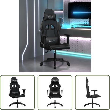 The Living Store Gaming-Stuhl Schwarz Kunstleder - Gaming-Stuhl - PC-Stuhl - Gamer Chair - Bürostuhl - Schreibtischstuhl (1/5)