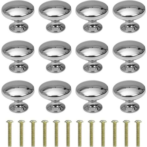 12 boutons de tiroir ronds 30mm, poignées de meuble pour placards et armoires avec vis (1/5)