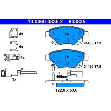 Kit de plaquettes de frein, frein à disque ATE 13.0460-3835.2 FORD 1371454