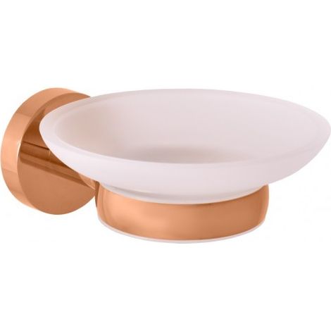 Porte-savon COLORADO en verre et en laiton rose gold brossé (1/2)