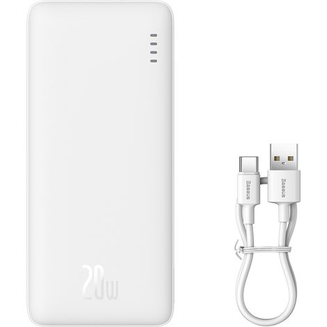 Airpow Powerbank 20W 10000mAh con cavo USB-A - USB-C 30cm - Bianco (1/5)