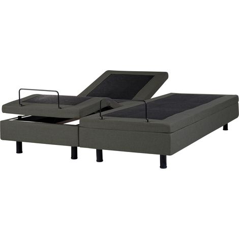 Cama articulada eléctrica moderna mando a distancia ajustable sin cabecero poliéster gris oscuro 180 x 200 cm Duke II