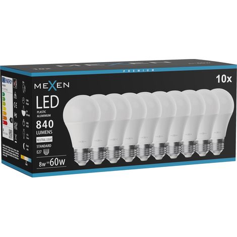 Mexen Nova 10x Ampoule LED E27, A60, 8W, Neutre - 4000K, 840 lm - L100-E27-0840-01x10 (1/3)