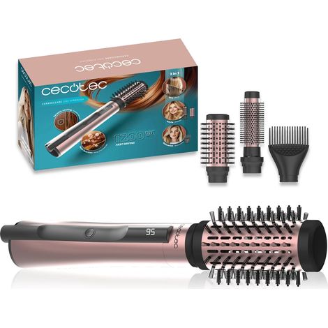 CeramicCare 3 in 1 Warmluftbürste – mit Ionen-Funktion  Trocknet, stylt und verleiht Volumen  Temperaturanzeige  1200 W Leistung  Keramikbeschichtung  3 Heizstufen  50-mm-Bürste.