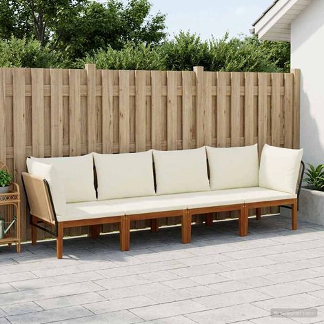 vidaXL 4 pc Bois d'acacia massif et corde Naturel (1/5)